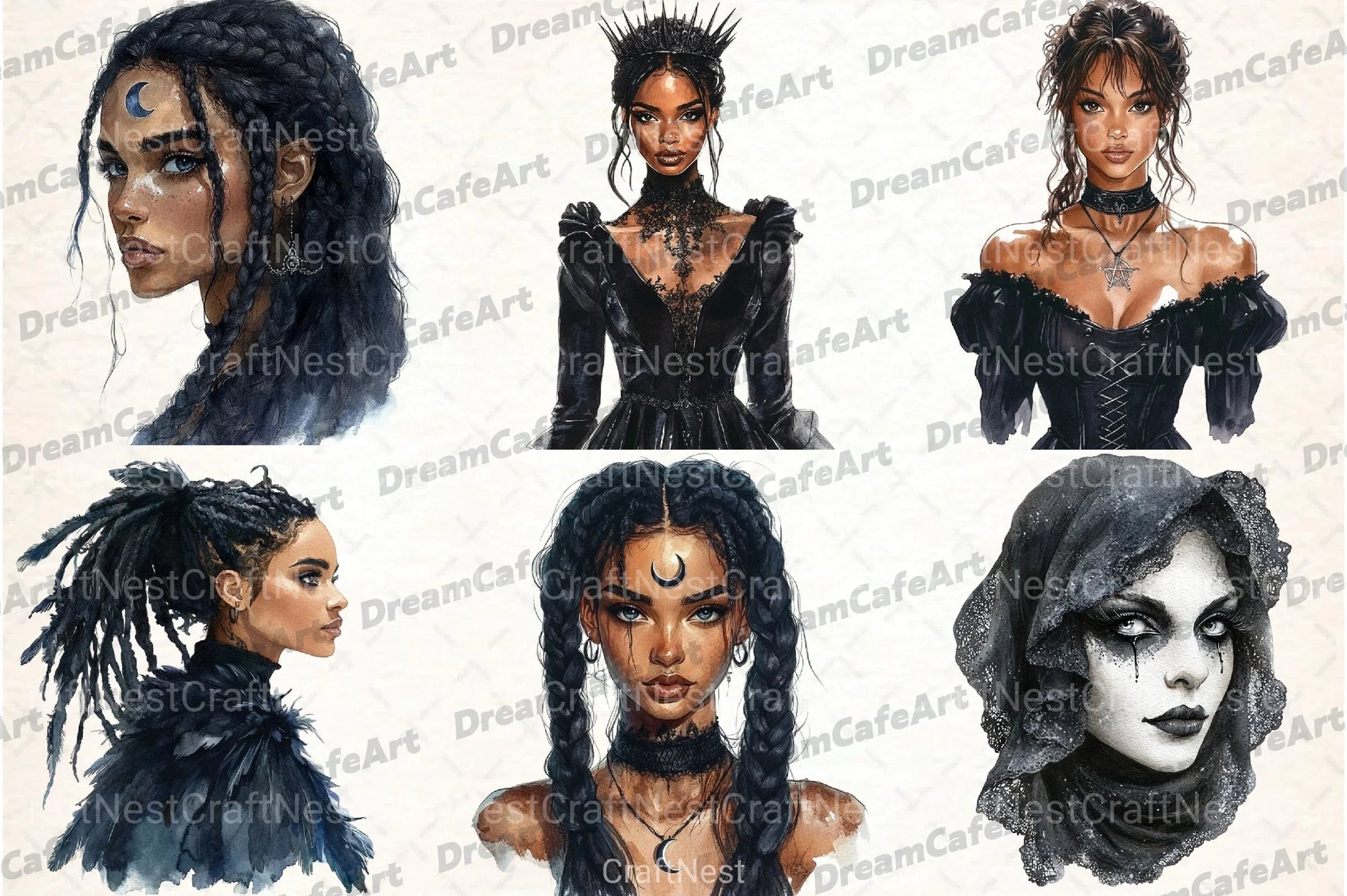 Gothic Black Woman Clipart Bundle - CraftNest - Digital Crafting and Art