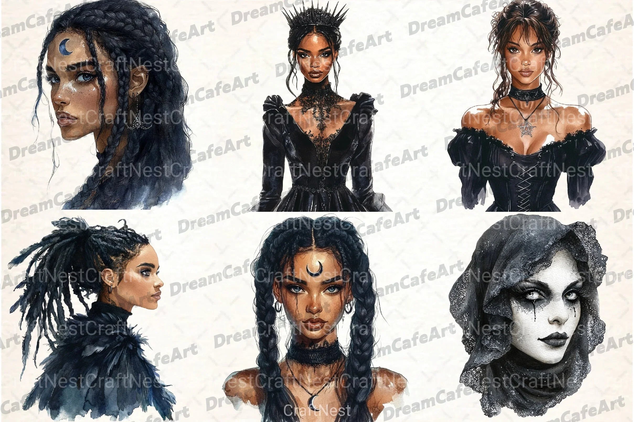 Gothic Black Woman Clipart Bundle - CraftNest - Digital Crafting and Art