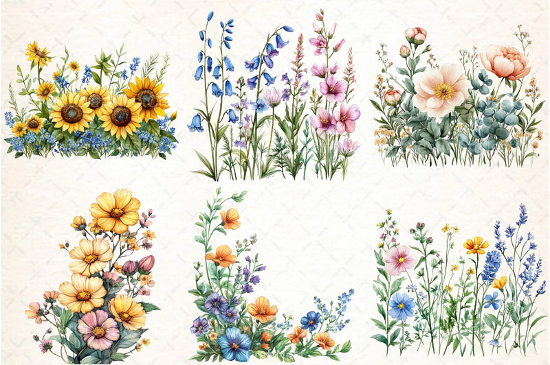 Garden Flowers Border Clipart Bundle - CraftNest - Digital Crafting and Art