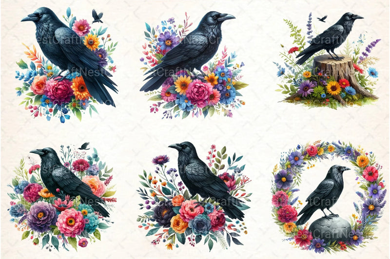 Black Raven Clipart Bundle - CraftNest - Digital Crafting and Art