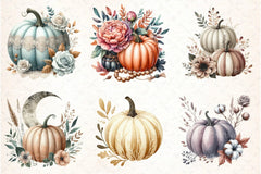 Boho Floral Pumpkin Clipart Collection Bundle - CraftNest - Digital Crafting and Art