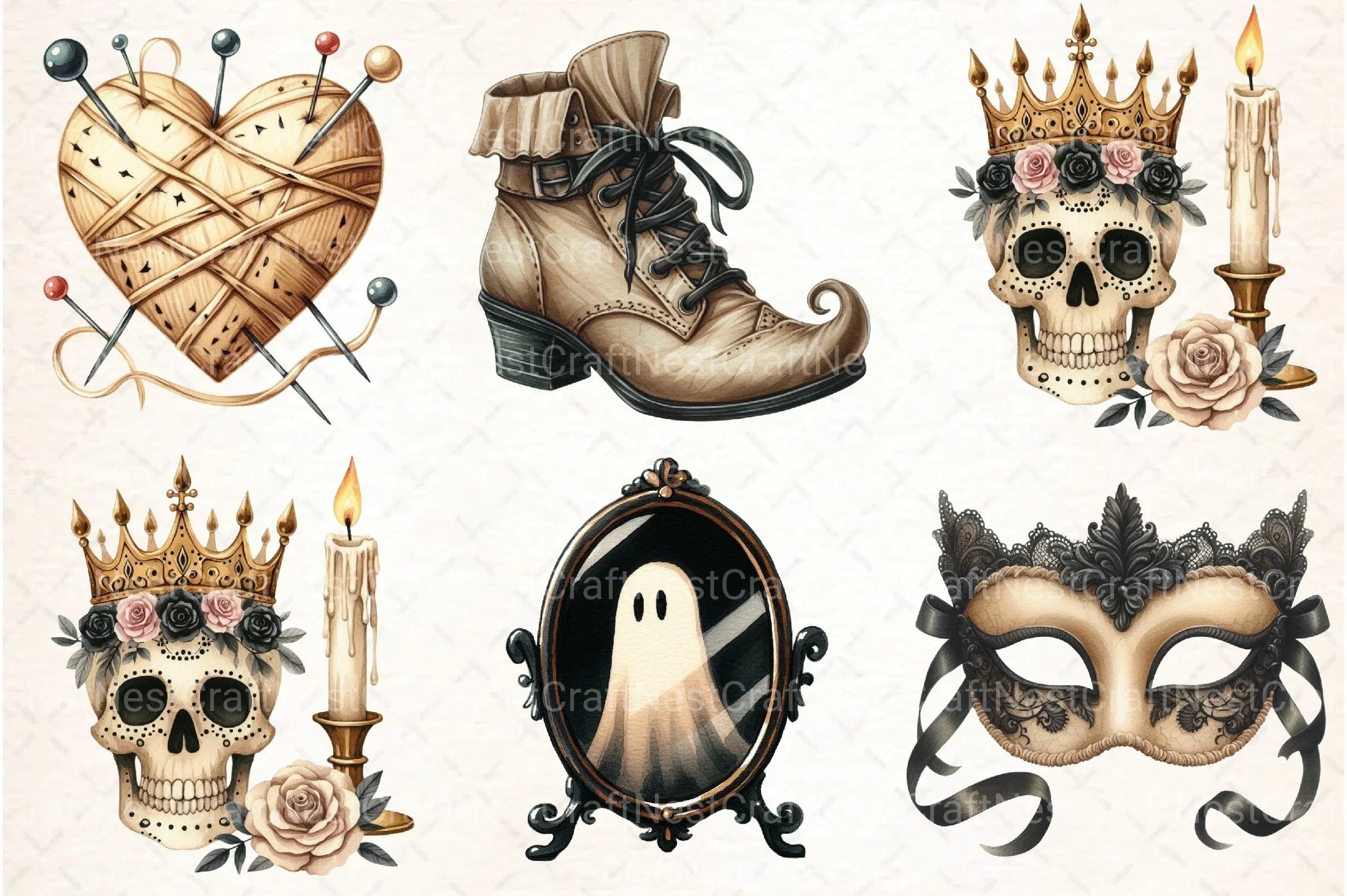 Beige & Black Halloween Clipart Bundle 99 - CraftNest - Digital Crafting and Art