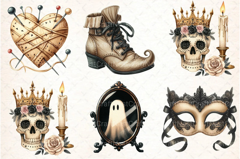 Beige & Black Halloween Clipart Bundle 99 - CraftNest - Digital Crafting and Art