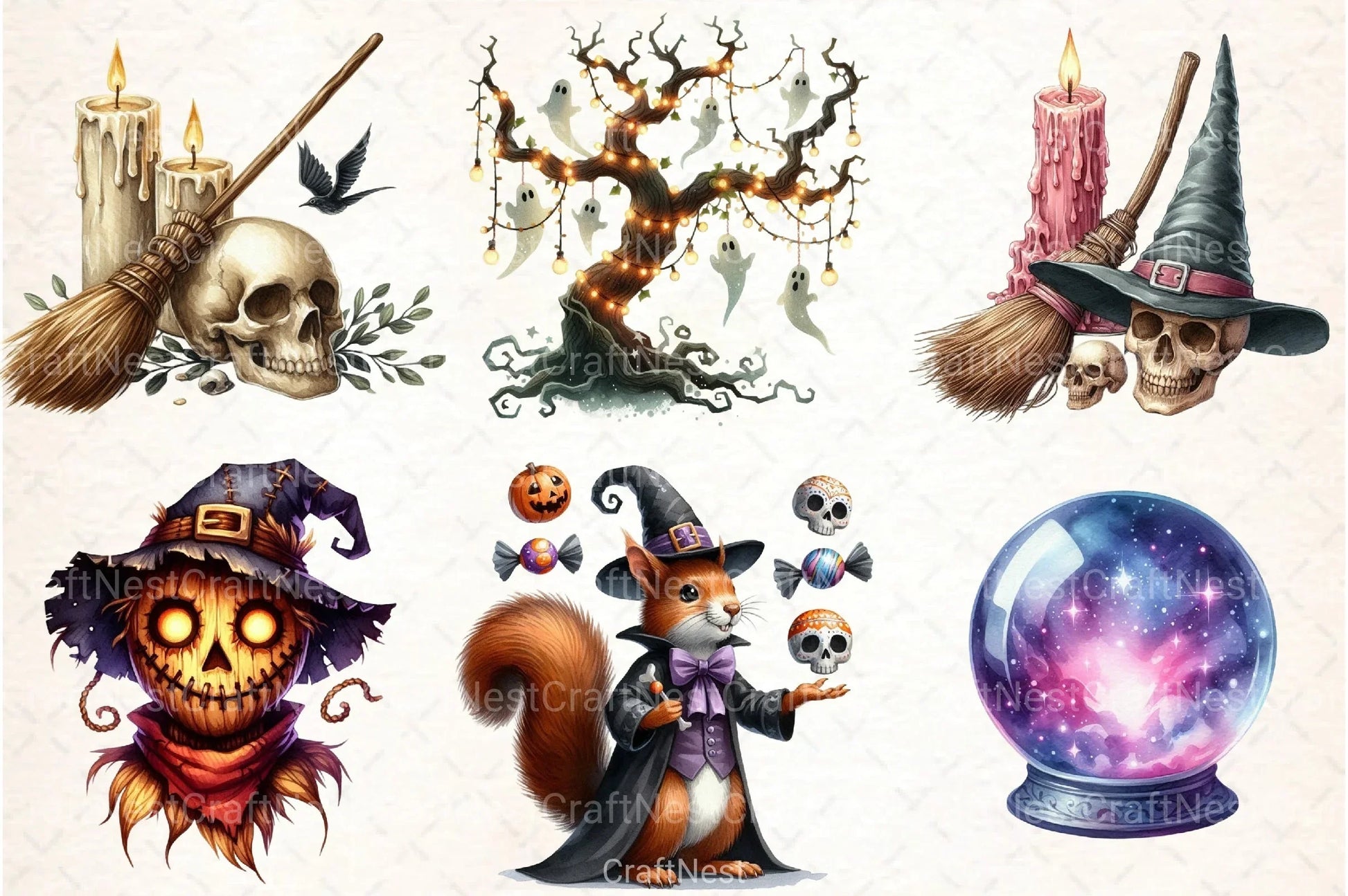 Halloween Evening Clipart Bundle - CraftNest - Digital Crafting and Art