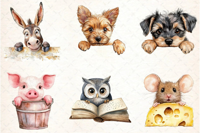 Funny Cute Animal Peeking Clipart Bundle - CraftNest - Digital Crafting and Art
