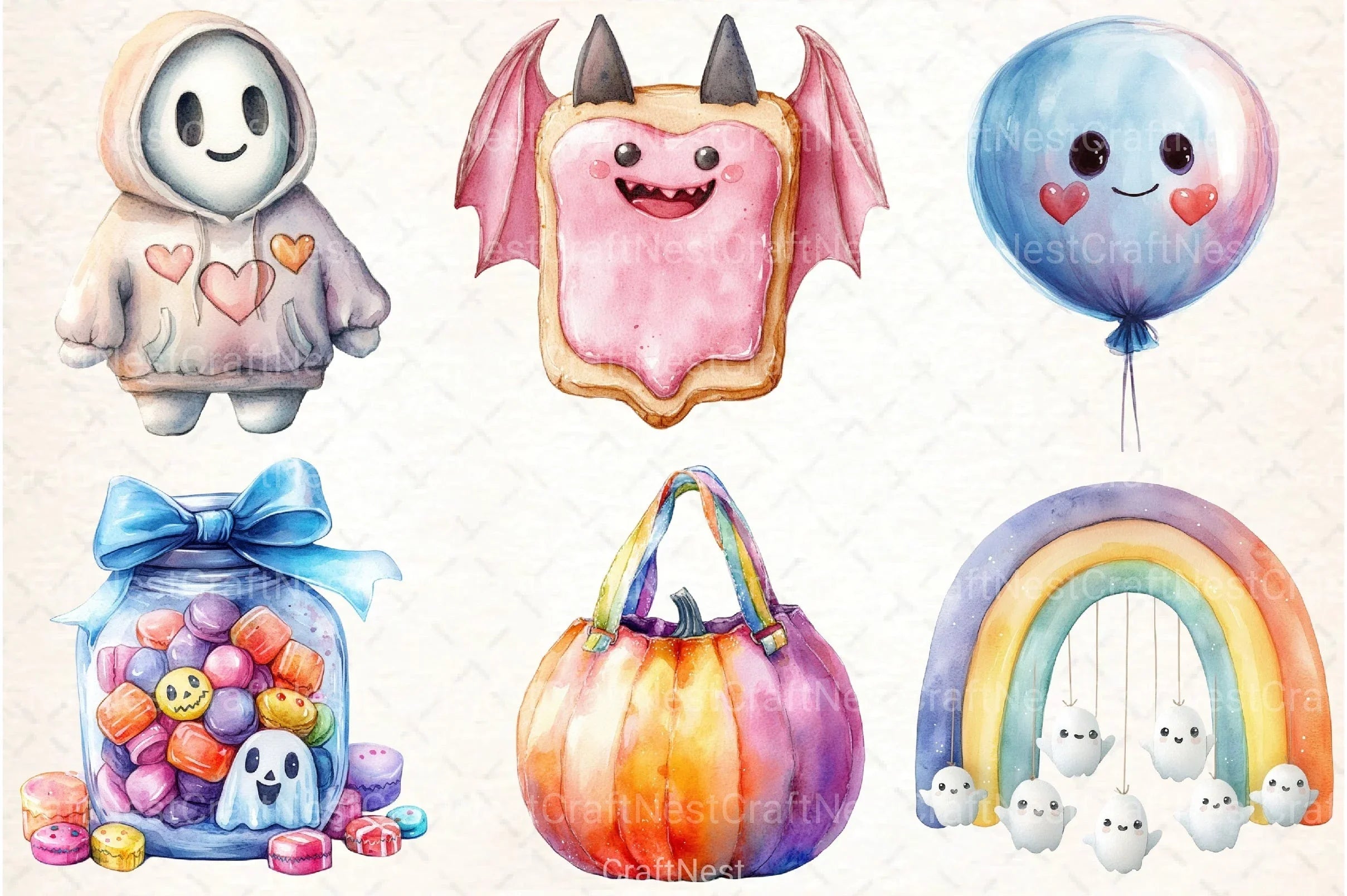 Cute Pastel Halloween Clipart Bundle 33 - CraftNest - Digital Crafting and Art