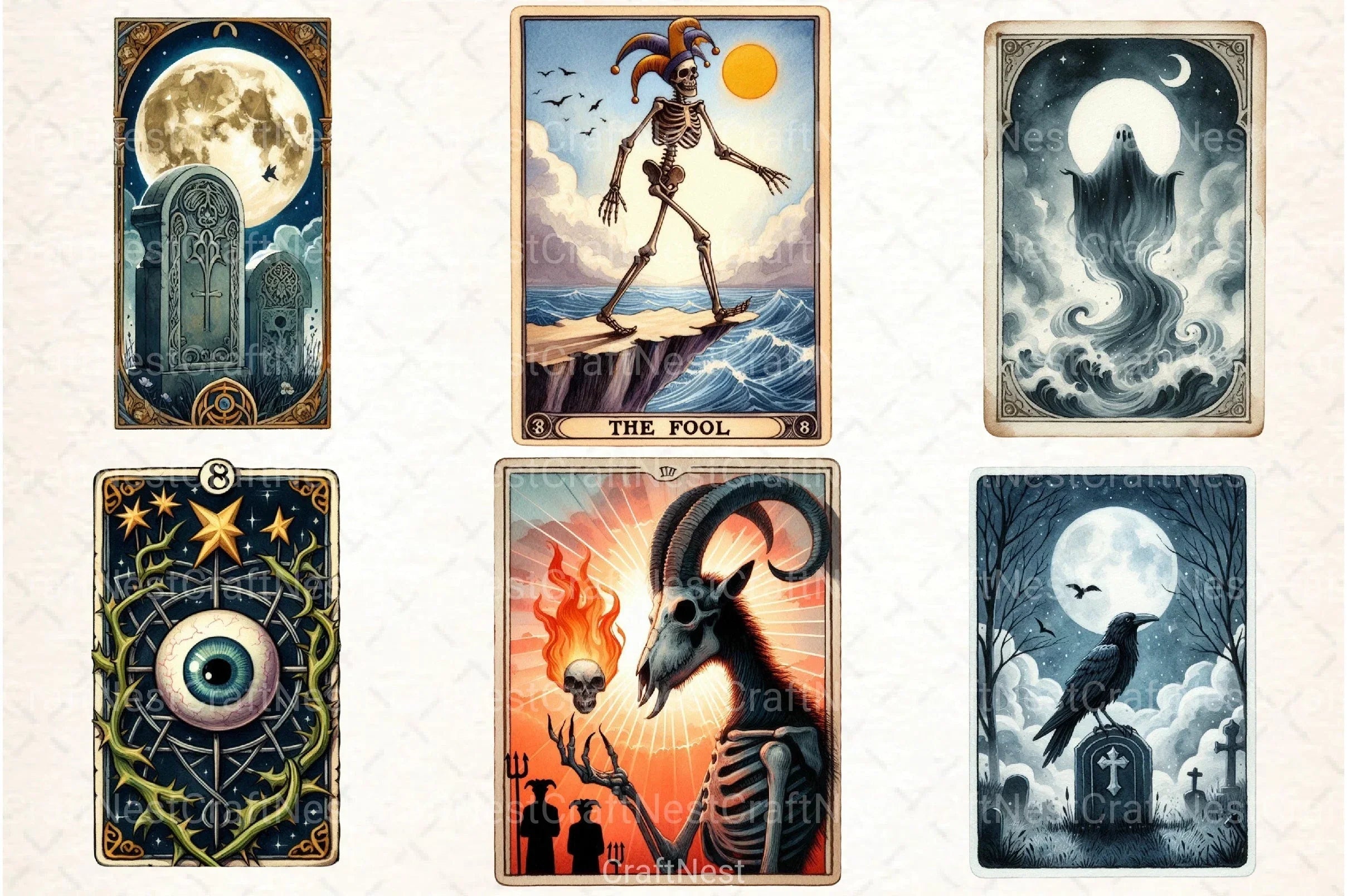 Halloween Vintage Tarot Card Clipart Bundle - CraftNest - Digital Crafting and Art