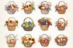Harvest Basket Thanksgiving Clipart Bundle - CraftNest - Digital Crafting and Art
