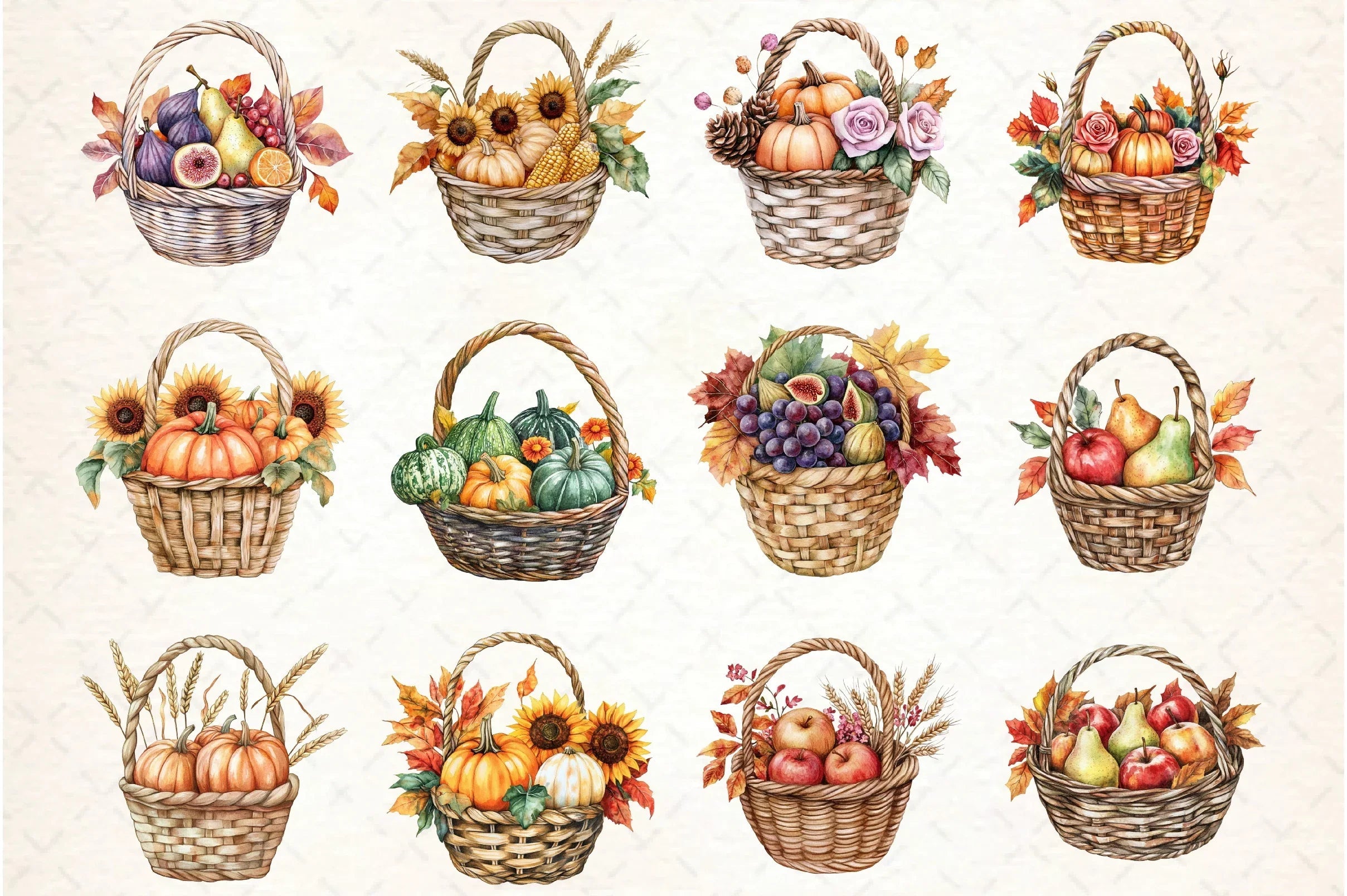 Harvest Basket Thanksgiving Clipart Bundle - CraftNest - Digital Crafting and Art