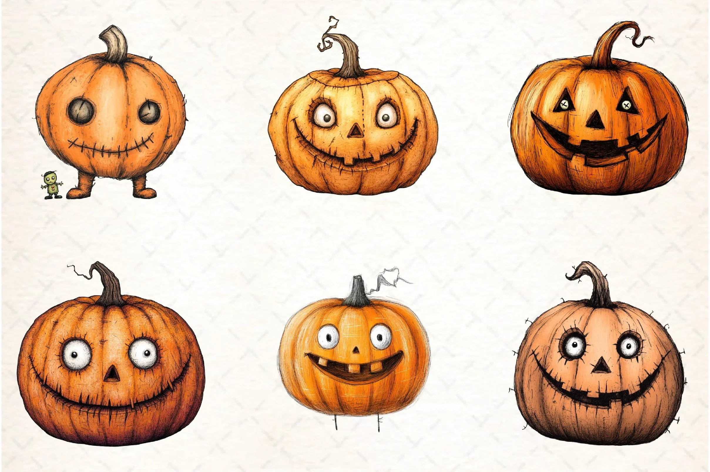 Quirky Halloween Pumpkin Clipart Bundle - CraftNest - Digital Crafting and Art