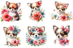 Floral Chihuahua Clipart Bundle - CraftNest - Digital Crafting and Art