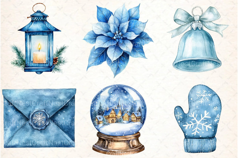 Christmas Blue Clipart Bundle - CraftNest - Digital Crafting and Art
