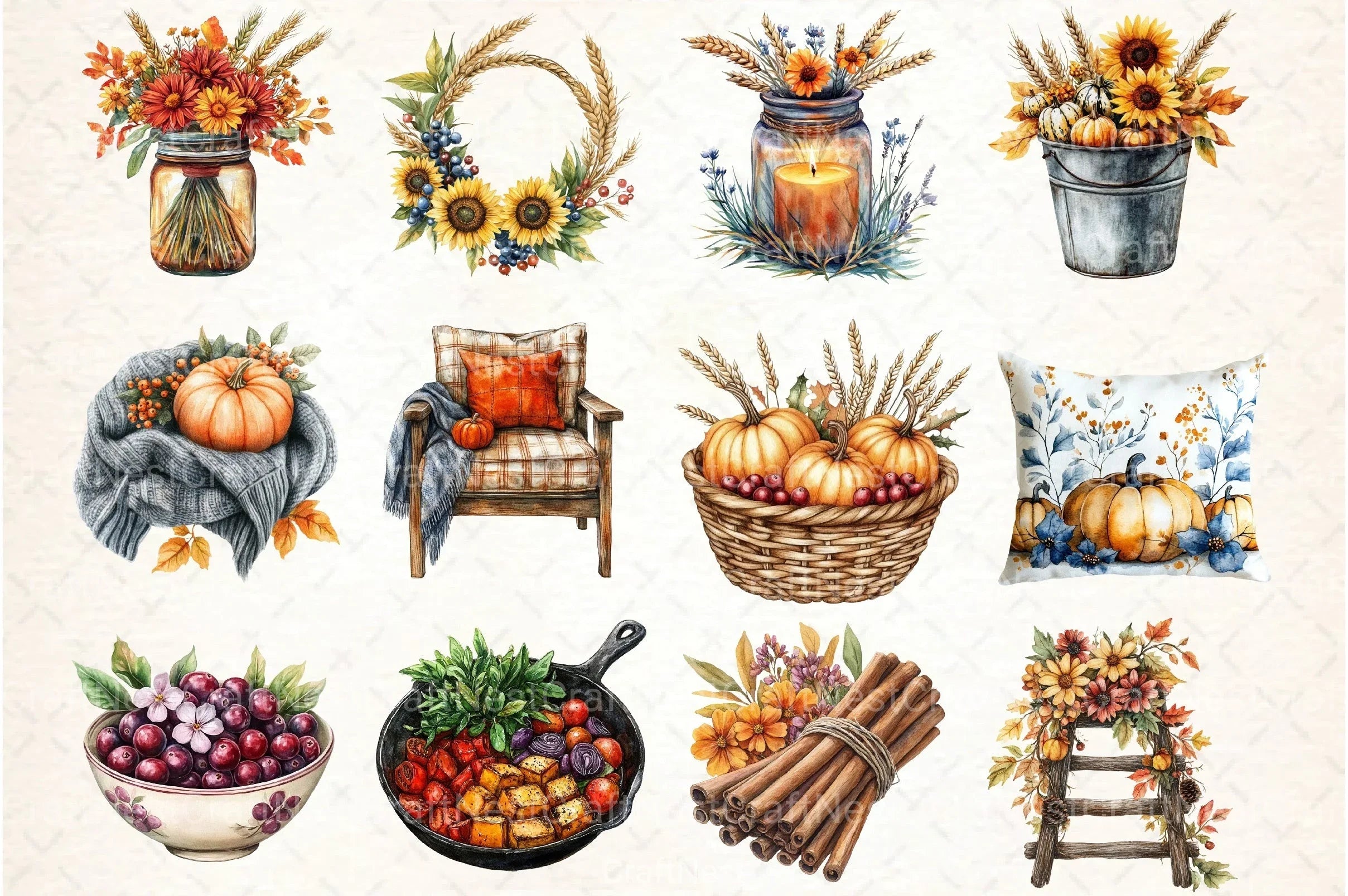 Farmhouse Thanksgiving Clipart Bundle - CraftNest - Digital Crafting and Art
