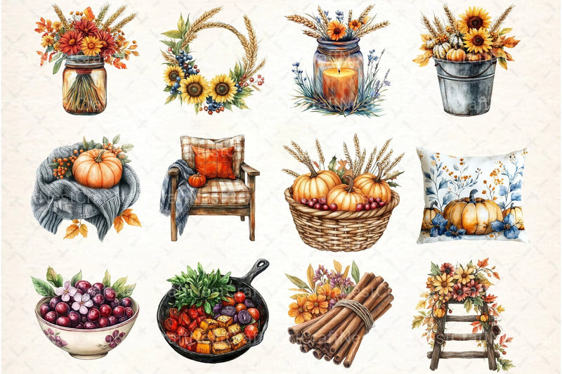 Farmhouse Thanksgiving Clipart Bundle - CraftNest - Digital Crafting and Art