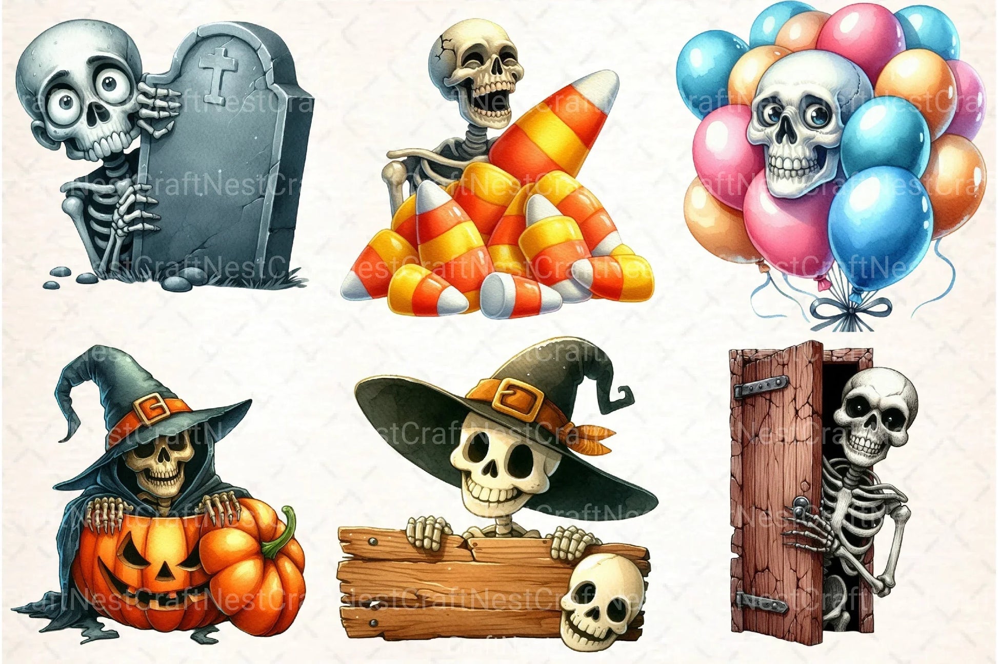 Funny Skeleton Peeking Clipart Bundle 21 - CraftNest - Digital Crafting and Art
