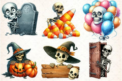 Funny Skeleton Peeking Clipart Bundle 21 - CraftNest - Digital Crafting and Art
