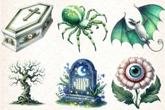 Green & White Halloween Clipart Bundle 99 - CraftNest - Digital Crafting and Art