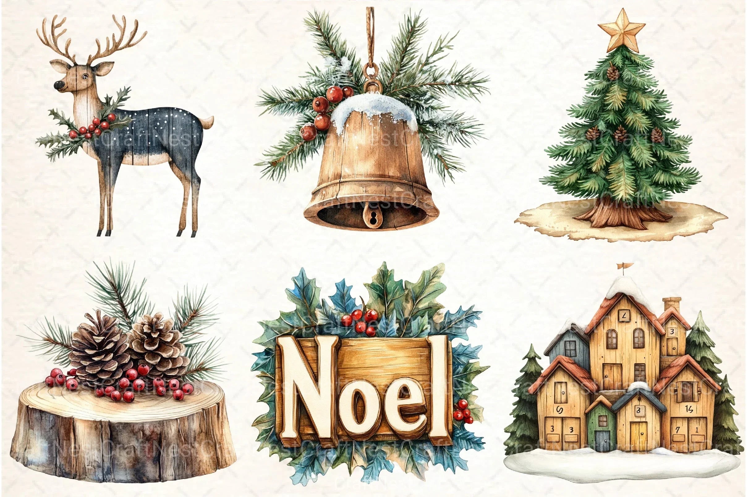 Woodland Christmas Clipart Bundle - CraftNest - Digital Crafting and Art