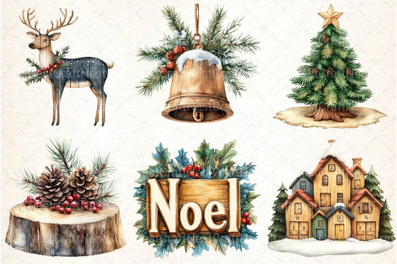 Woodland Christmas Clipart Bundle - CraftNest - Digital Crafting and Art
