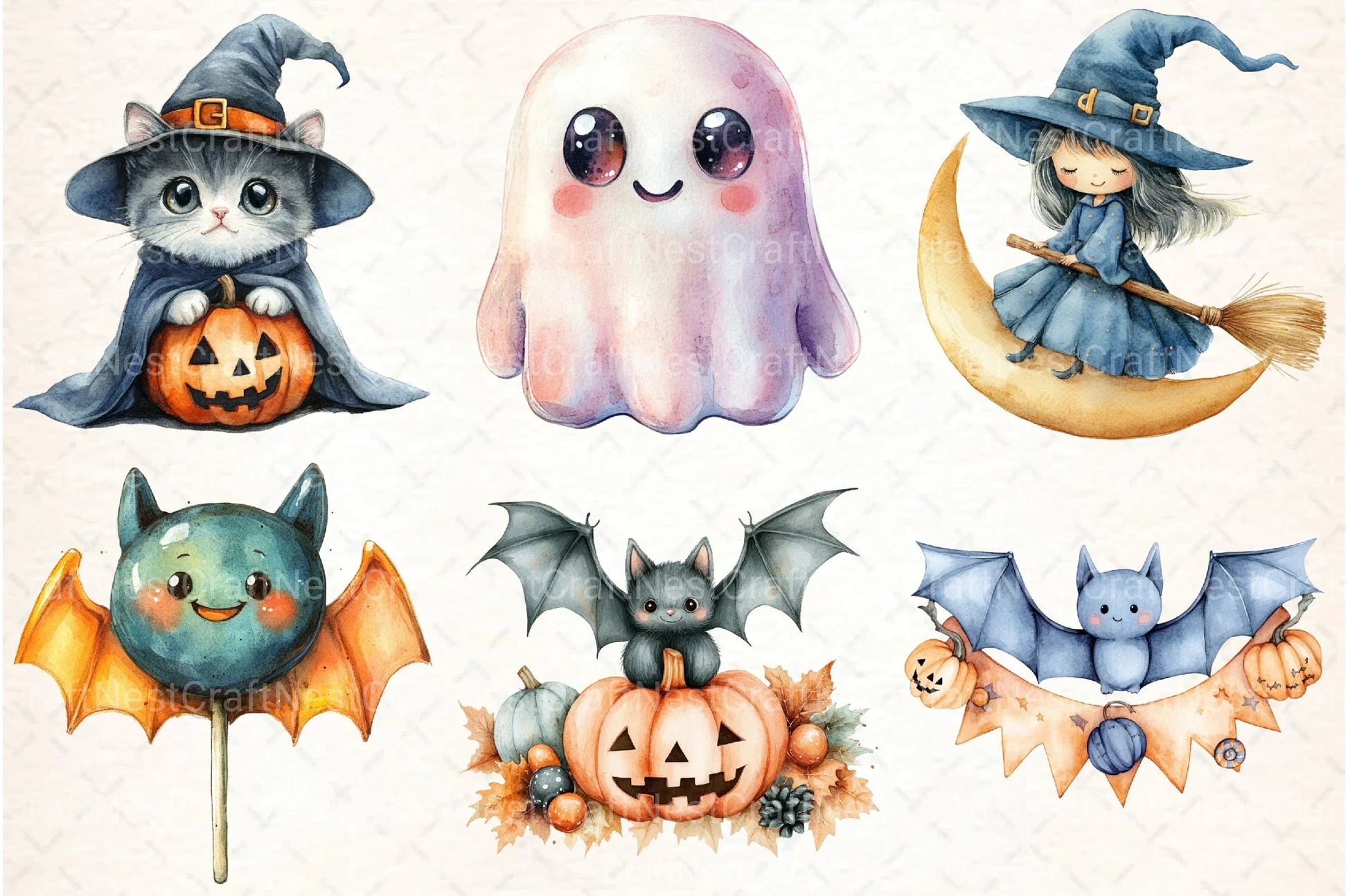 Kawaii Halloween Clipart Bundle 1 - CraftNest - Digital Crafting and Art