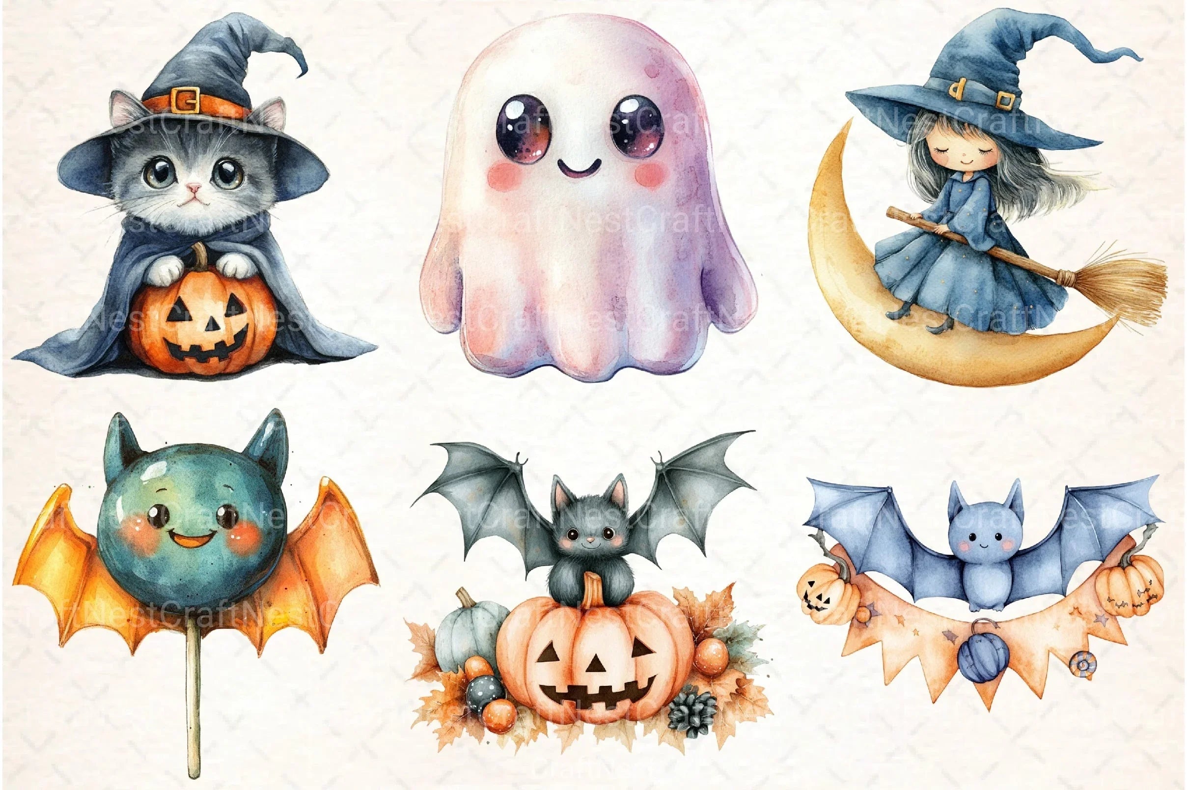 Kawaii Halloween Clipart Bundle 1 - CraftNest - Digital Crafting and Art