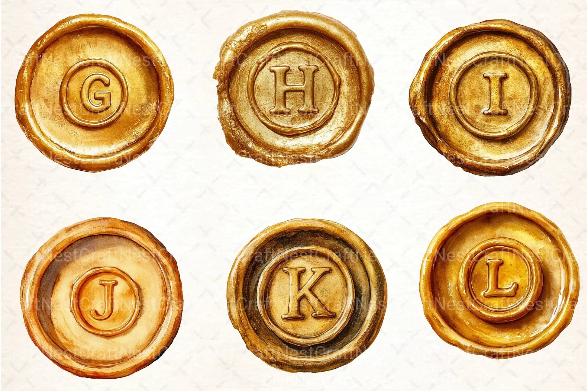 Seal Wax Letter Golden Stamp Clipart Bundle - CraftNest - Digital Crafting and Art