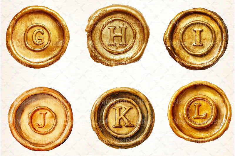 Seal Wax Letter Golden Stamp Clipart Bundle - CraftNest - Digital Crafting and Art