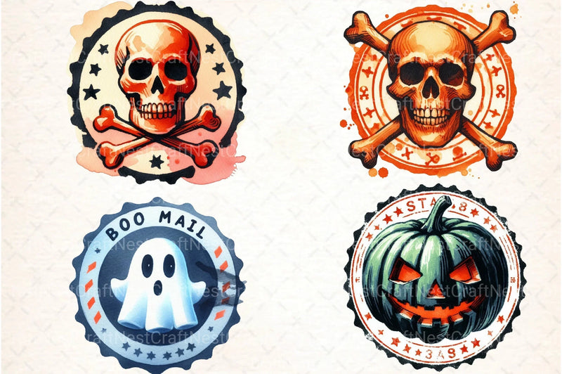 Halloween Round Stamp Clipart Bundle - CraftNest - Digital Crafting and Art