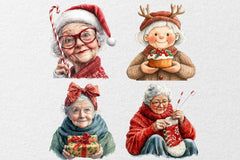 Funny Old Lady Christmas Clipart Bundle - CraftNest - Digital Crafting and Art