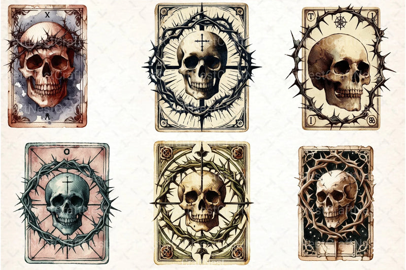 Vintage Halloween Tarot Card Clipart Bundle - CraftNest - Digital Crafting and Art