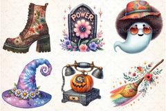 Groovy 70s Halloween Clipart Bundle 25 - CraftNest - Digital Crafting and Art