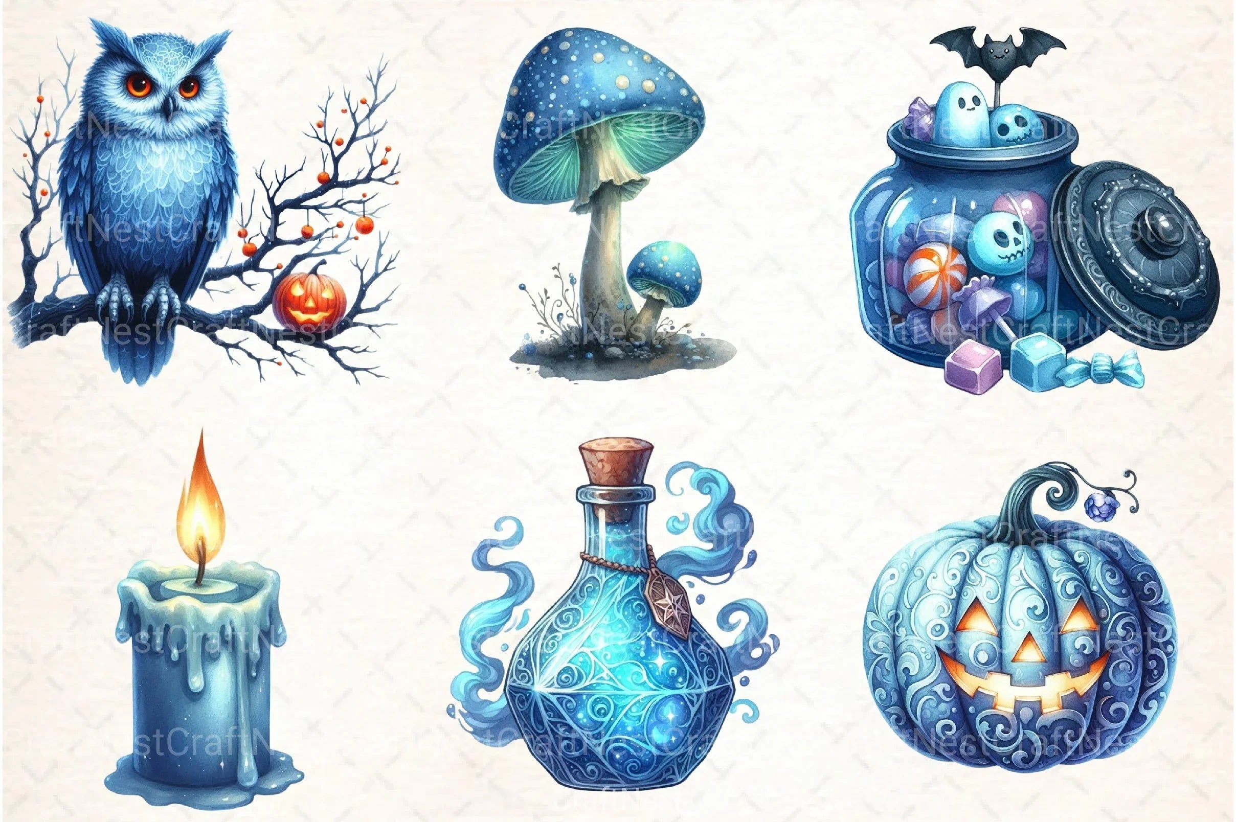 Blue Halloween Clipart Bundle 4 - CraftNest - Digital Crafting and Art