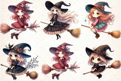 Cute Gothic Witch Broomstick Clipart Bundle Sweden - CraftNest - Digital Crafting and Art