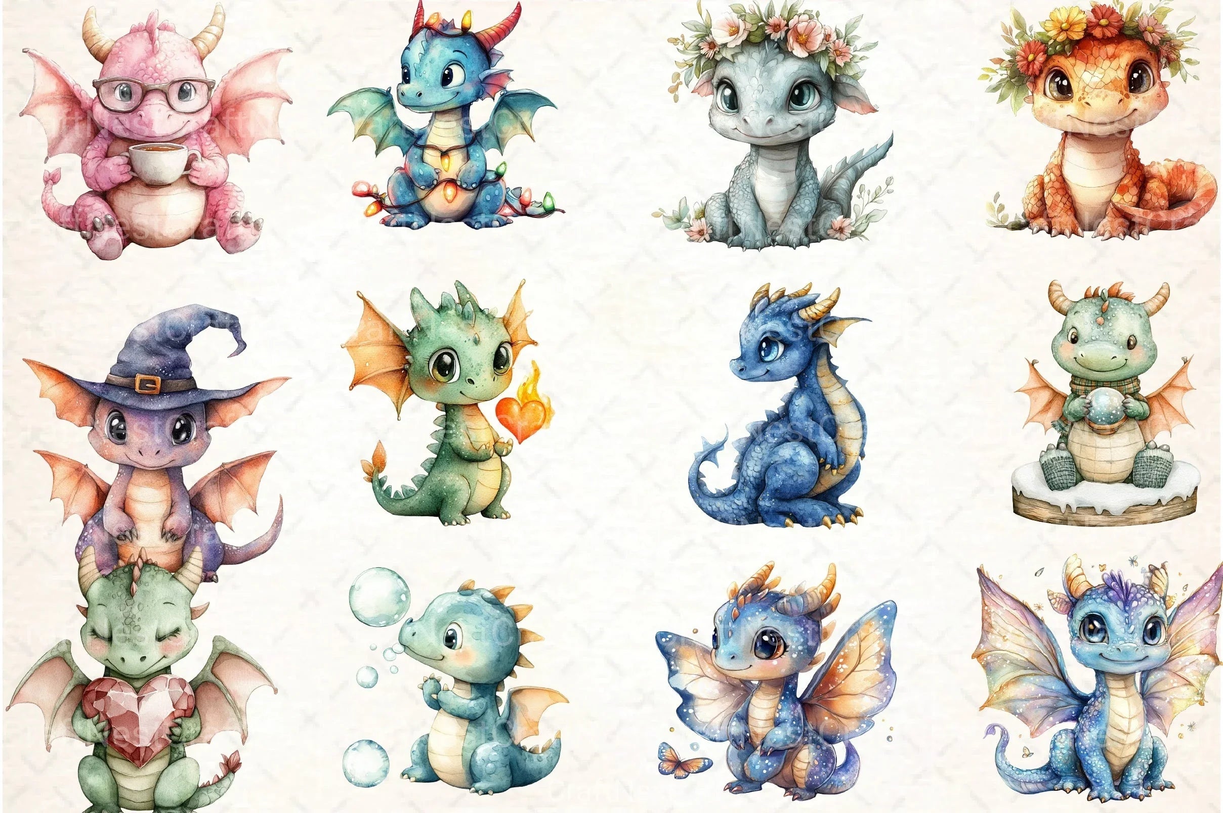Whimsical Dragon Clipart Bundle - CraftNest - Digital Crafting and Art