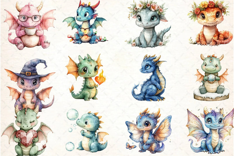 Whimsical Dragon Clipart Bundle - CraftNest - Digital Crafting and Art