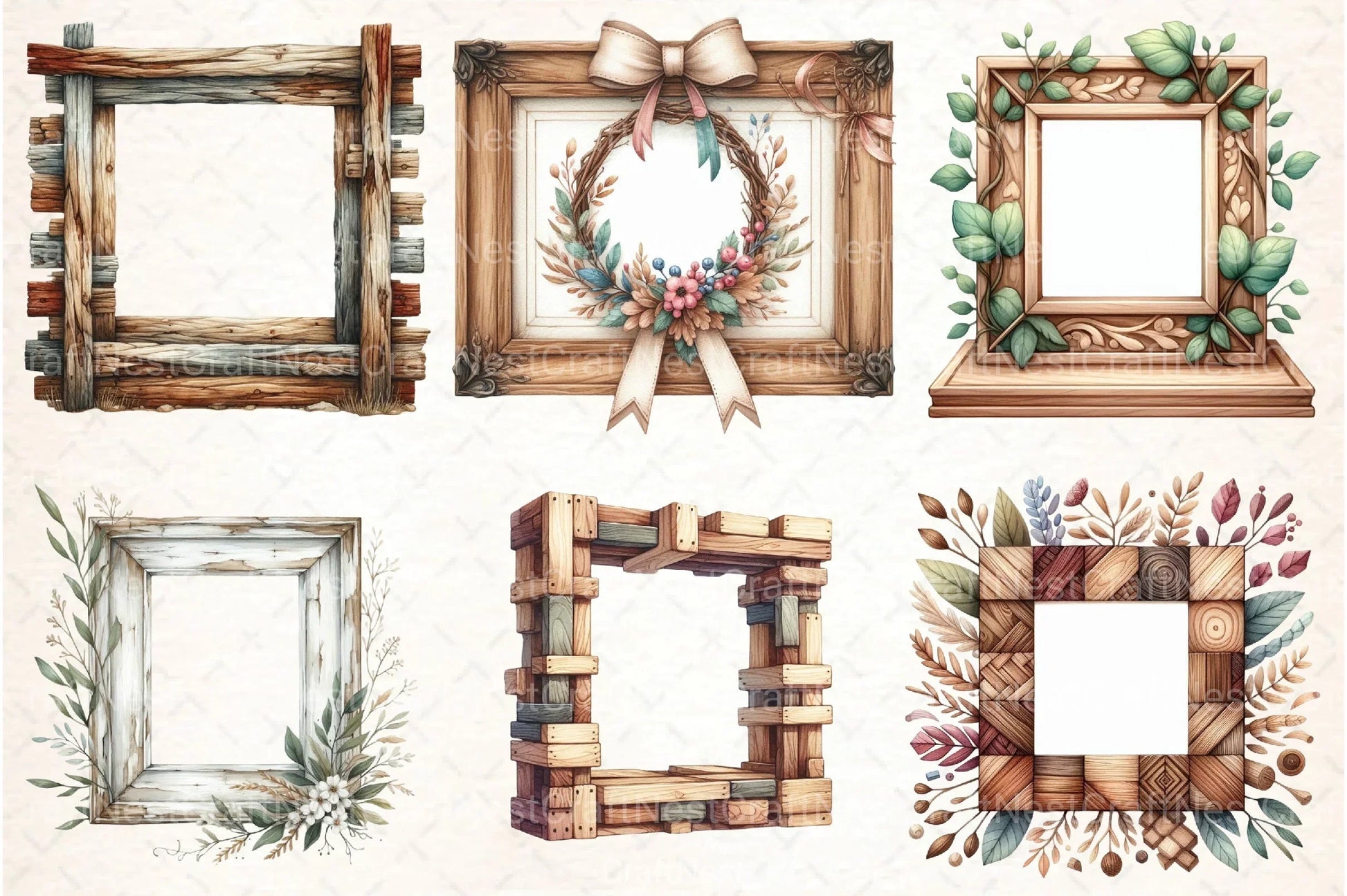 Wooden Frame Clipart Bundle 99 - CraftNest - Digital Crafting and Art