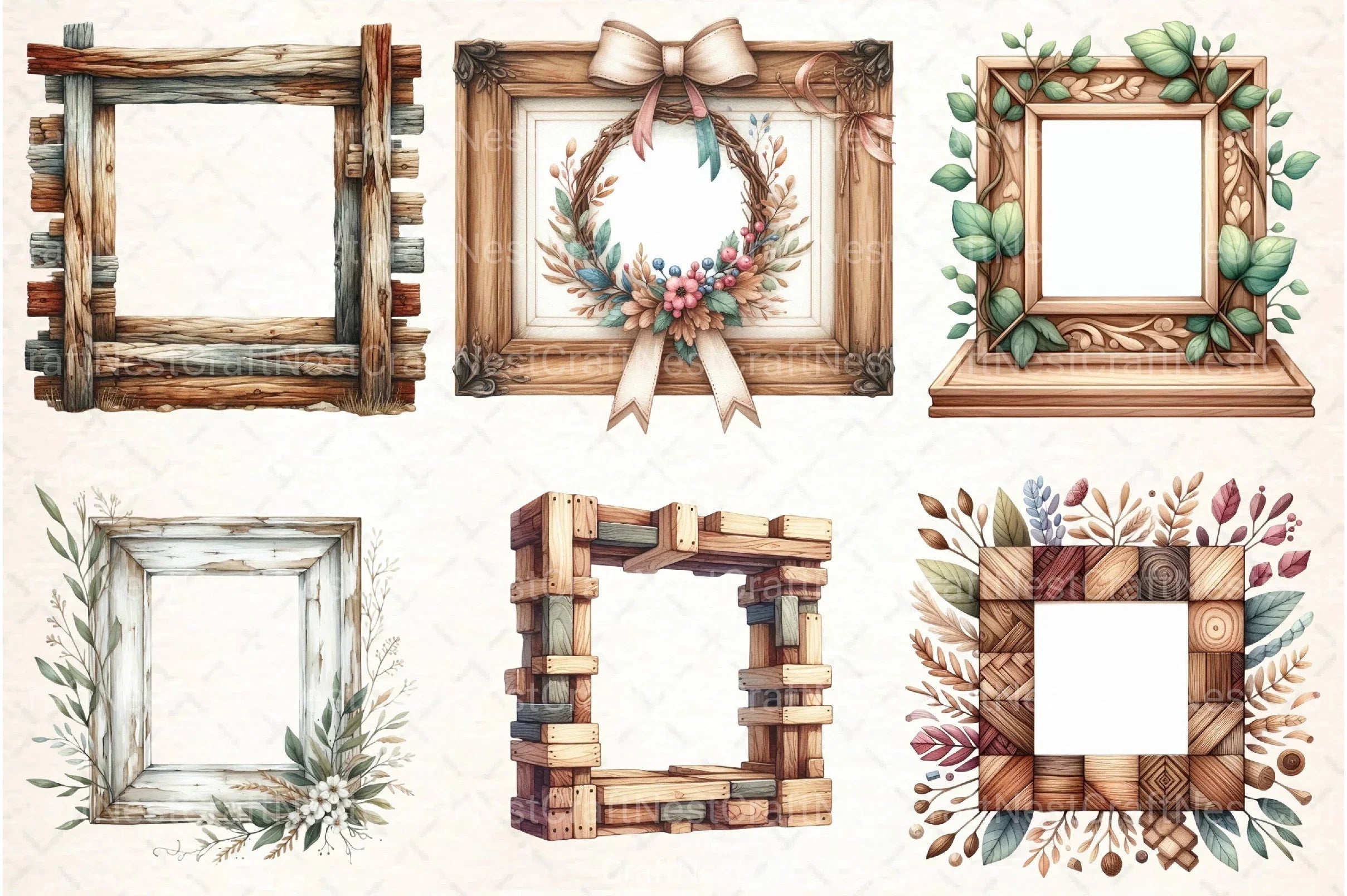 Wooden Frame Clipart Bundle 99 - CraftNest - Digital Crafting and Art