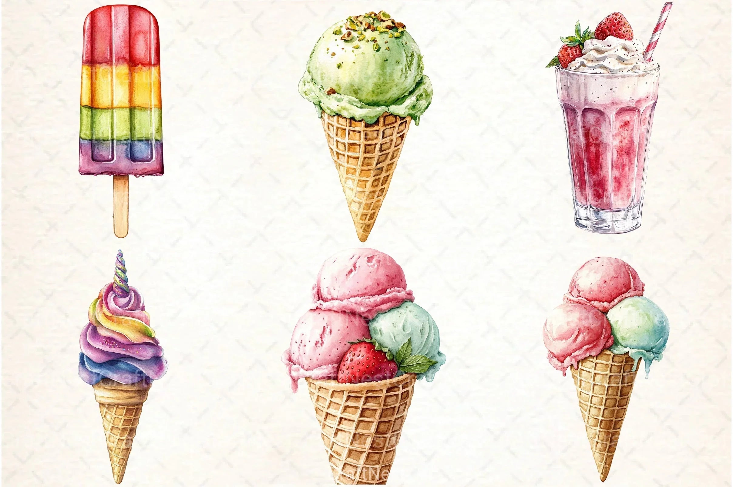 Ice Cream Shop Clipart Bundle - CraftNest - Digital Crafting and Art