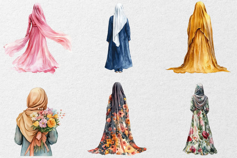 Hijab Girl Backside Clipart Bundle - CraftNest - Digital Crafting and Art