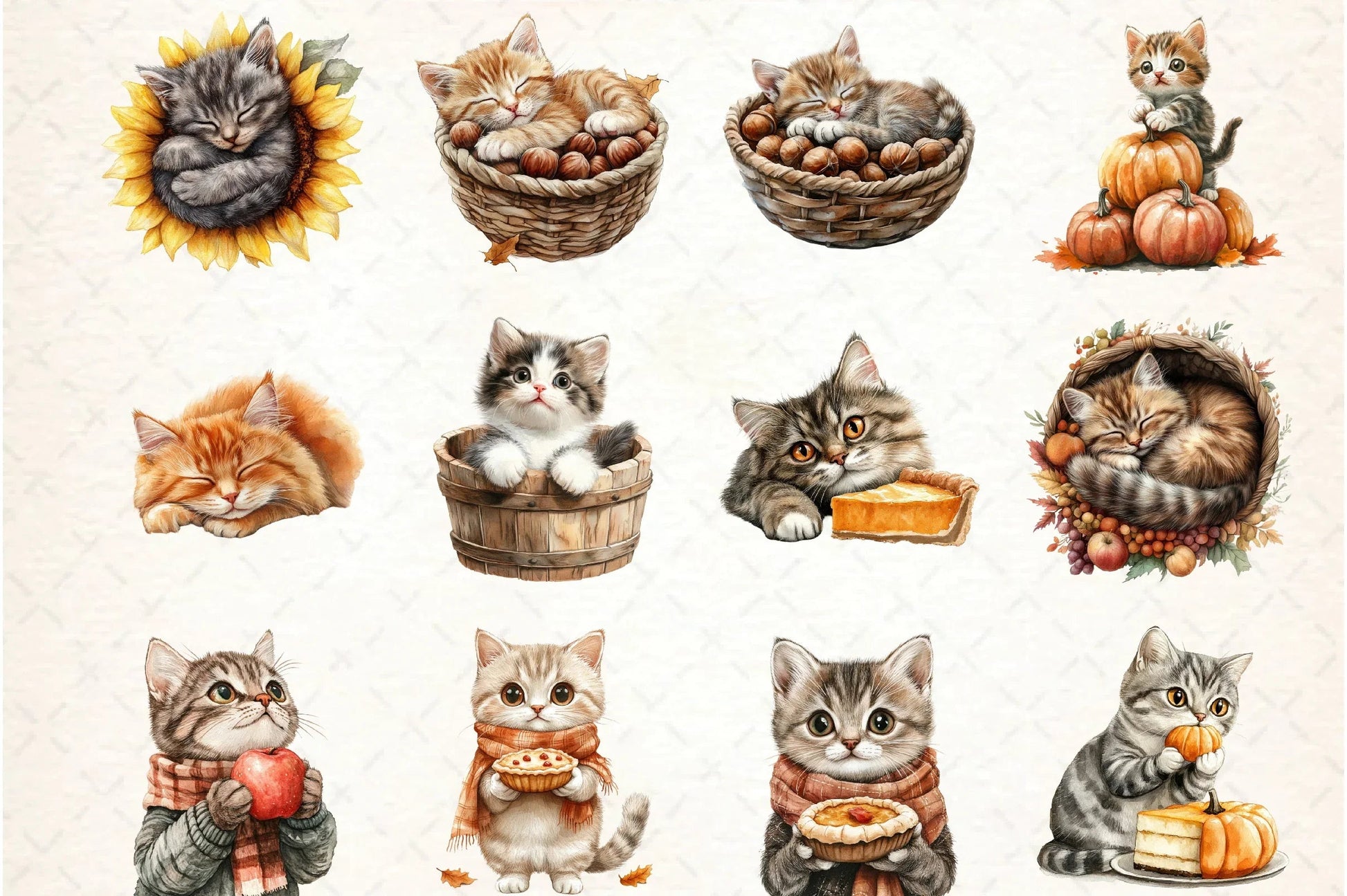 Thanksgiving Cat Clipart Bundle - CraftNest - Digital Crafting and Art