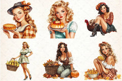 Thanksgiving Pin-Up Girl Clipart Bundle - CraftNest - Digital Crafting and Art