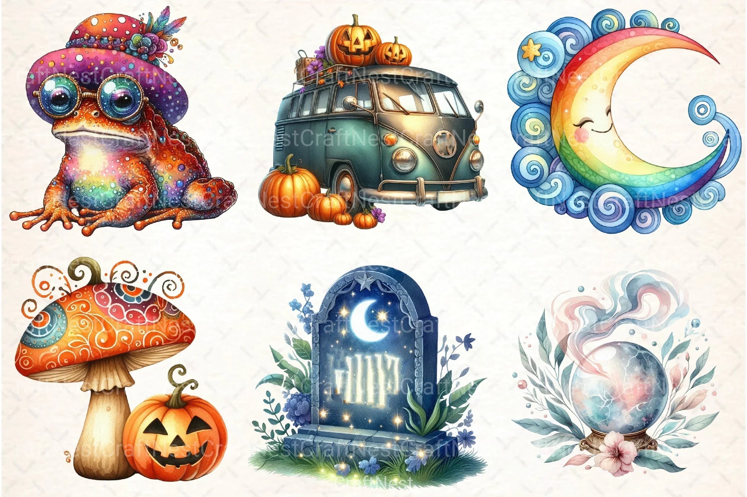 Groovy Halloween Clipart Bundle 25 - CraftNest - Digital Crafting and Art