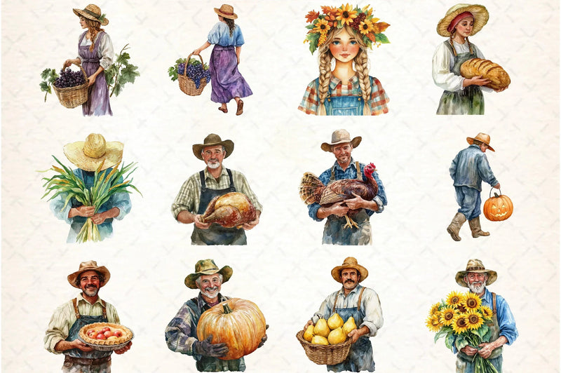 Thanksgiving Farmer Clipart Bundle - CraftNest - Digital Crafting and Art