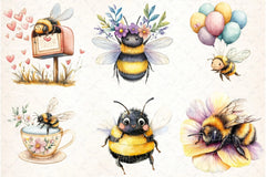 Cute Bees Clipart Bundle 16 - CraftNest - Digital Crafting and Art