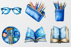 Blue School Clipart Bundle - CraftNest - Digital Crafting and Art