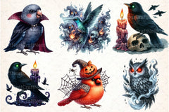 Spooky Halloween Quirky Birds Clipart Bundle - CraftNest - Digital Crafting and Art