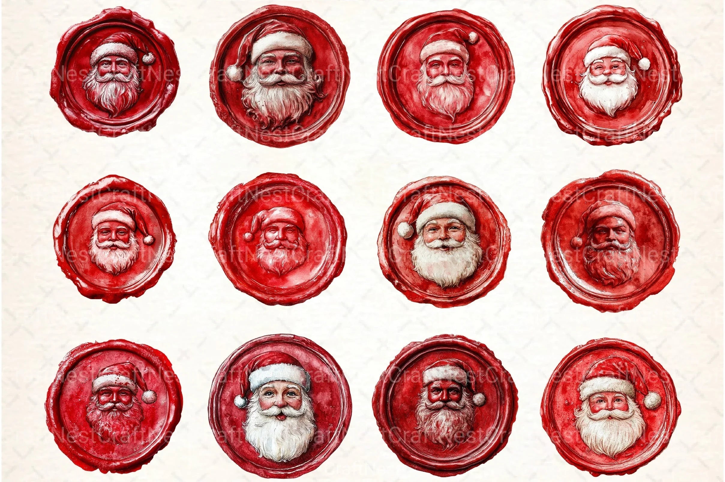 Seal Wax Christmas Santa Stamp Clipart Bundle - CraftNest - Digital Crafting and Art