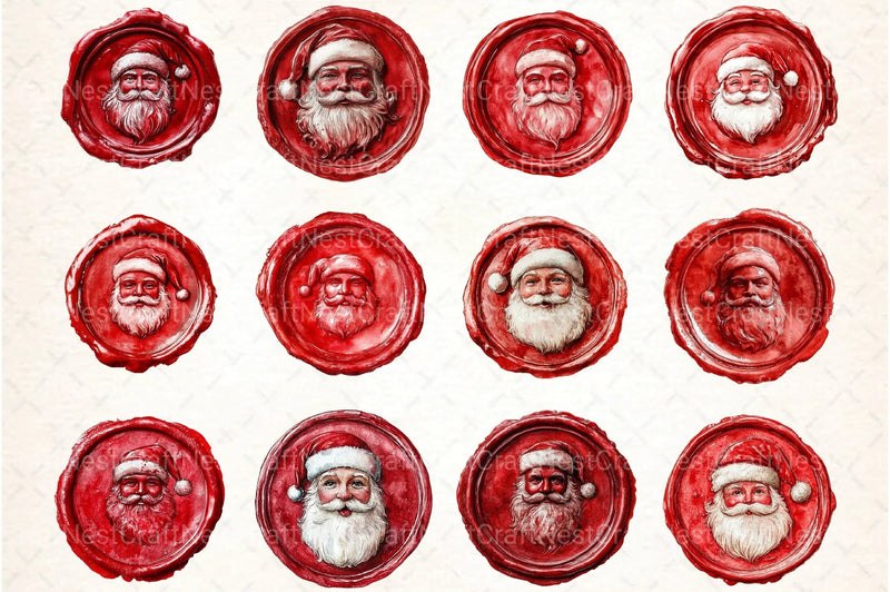 Seal Wax Christmas Santa Stamp Clipart Bundle - CraftNest - Digital Crafting and Art