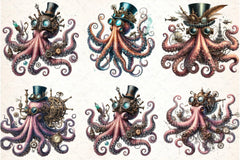 Steampunk Octopus Clipart Bundle - CraftNest - Digital Crafting and Art