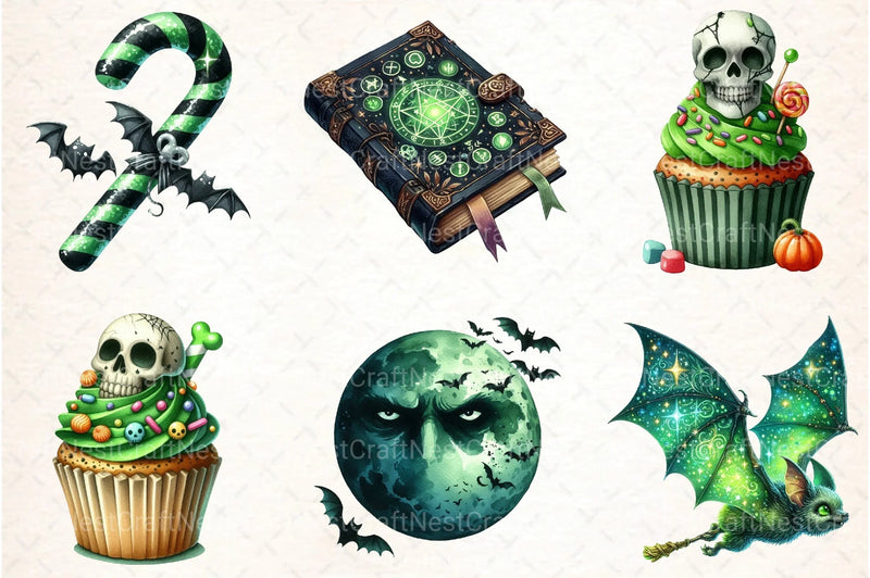 Green Halloween Clipart Bundle 5 - CraftNest - Digital Crafting and Art